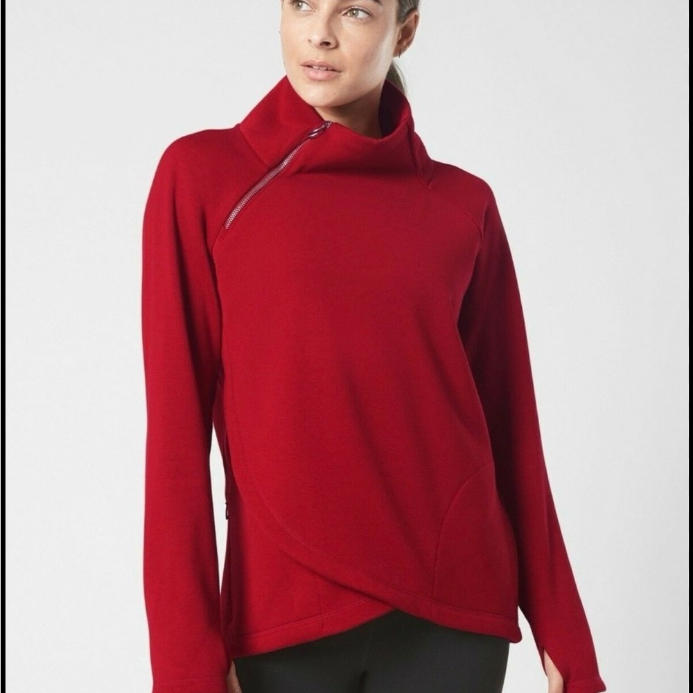 Athleta Rose-Red Half-Zip Pullover Sweatshirt - image 1